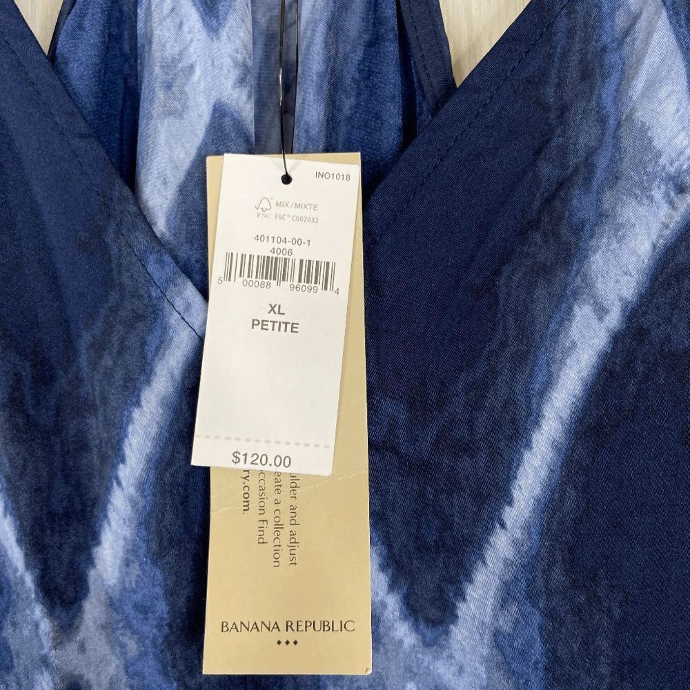 Banana Republic Dye Diamond Print Midi Dress Women's Blue Size XL Petite NWT - Picture 5 of 6